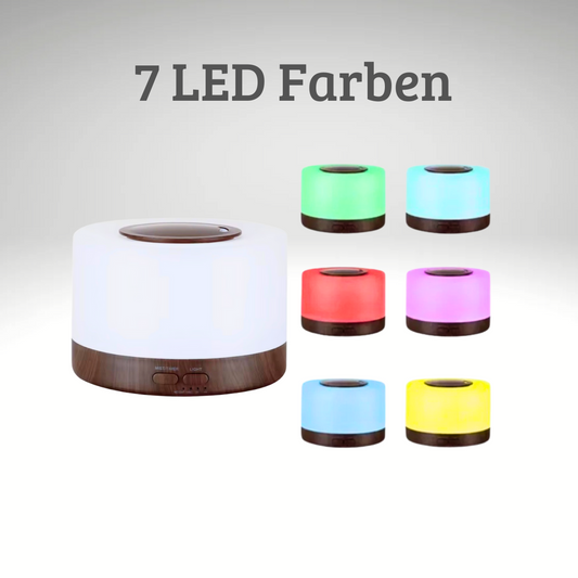 LuftZeit Relax 500 – Smarter WLAN Luftbefeuchter & Aroma-Diffuser, kompatibel mit Alexa & Google Home, 7 LED-Farben