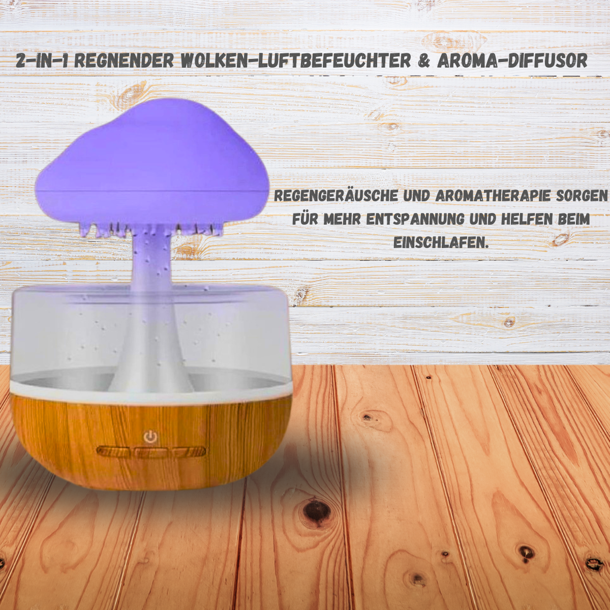 Ultraschall Regenwolken Luftbefeuchter 500 ml mit LED