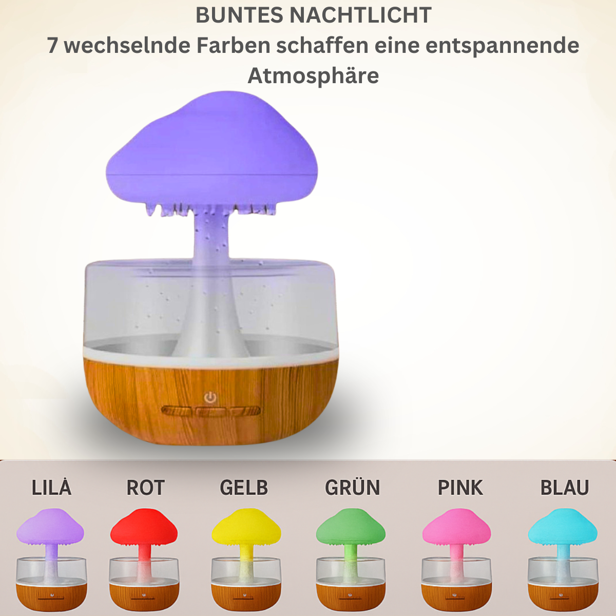 LuftZeit RainCloud 500 Regenwolken-Luftbefeuchter mit LED-Farblicht & Aromaduft