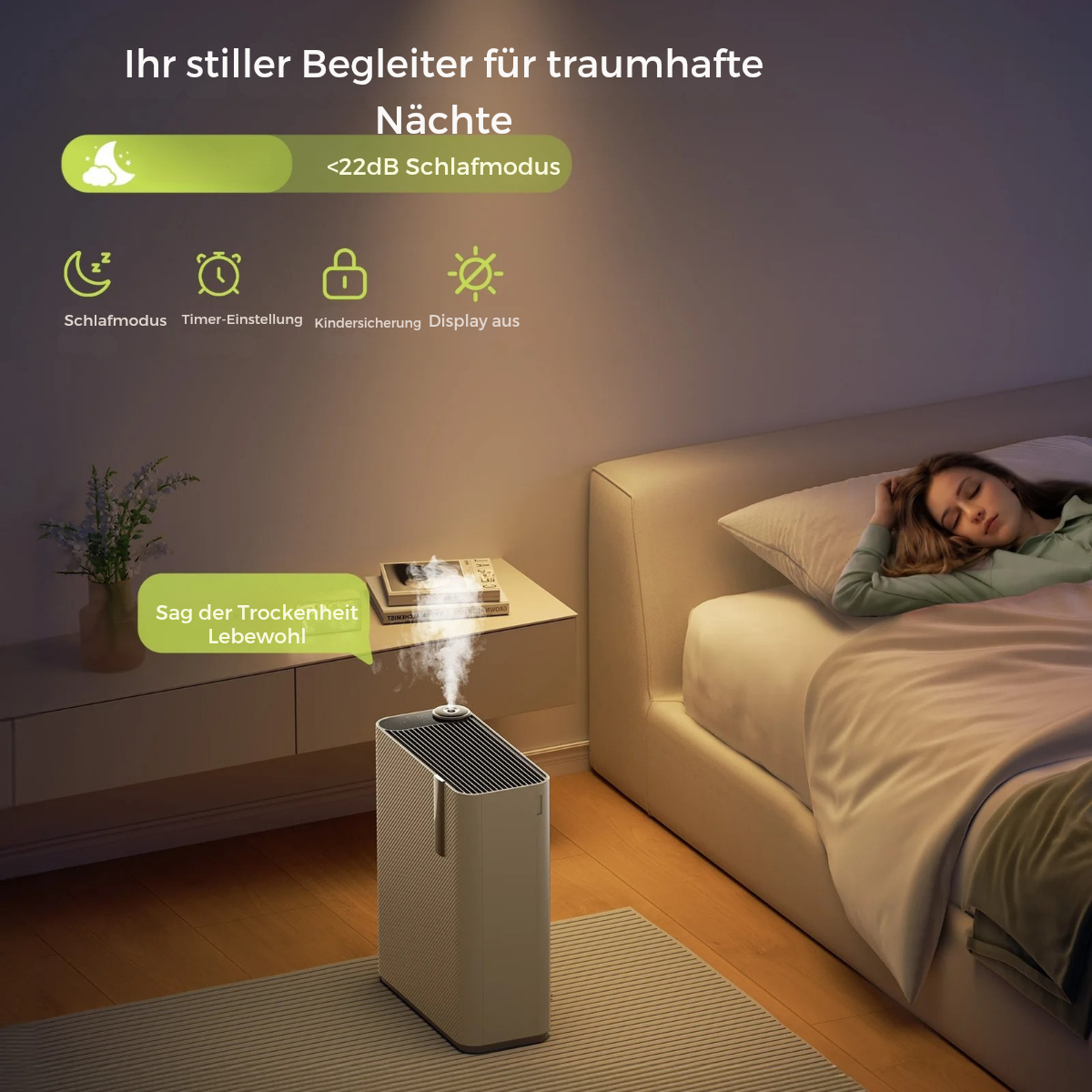 LuftZeit PureAir KJ01 – 2-in-1 Luftreiniger & Luftbefeuchter mit LED, Timer & Alexa/Google-Steuerung