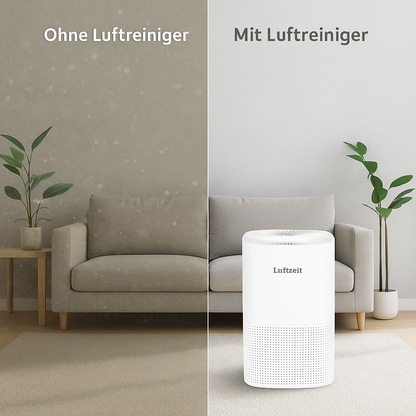 LuftZeit PureAir200 Luftreiniger – HEPA-& Aktivkohlefilter, leise mit Timer – Gegen Pollen, Staub, Gerüche &amp; Tierhaare