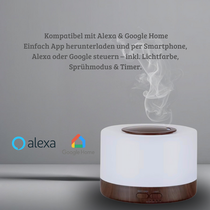LuftZeit Relax 500 – Smarter WLAN Luftbefeuchter & Aroma-Diffuser, kompatibel mit Alexa & Google Home, 7 LED-Farben